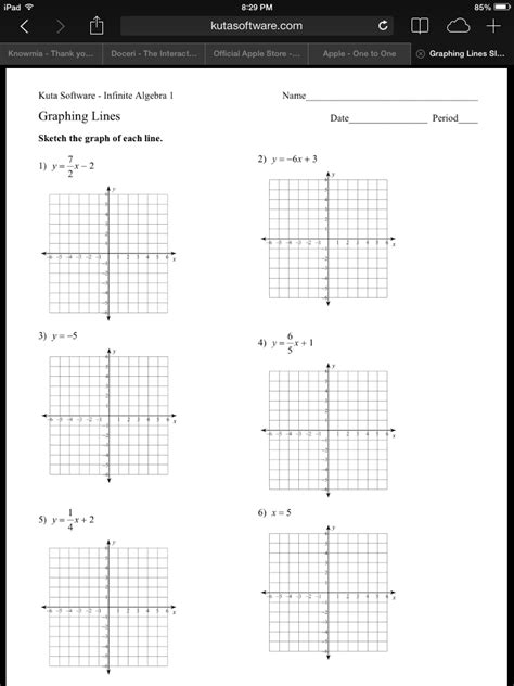 algebra  graphing linear equations worksheet  worksheets
