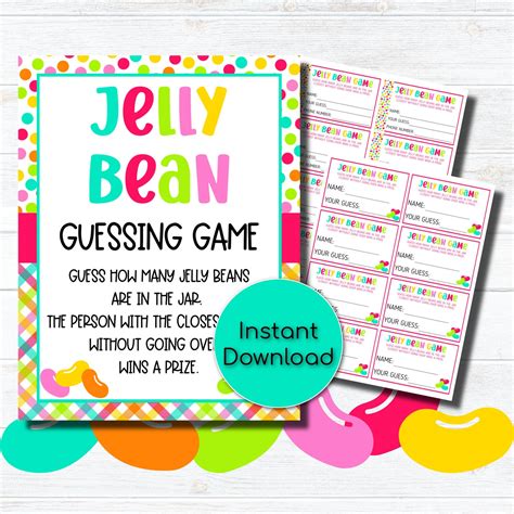 jelly bean guessing game printable easter games guess  etsy australia