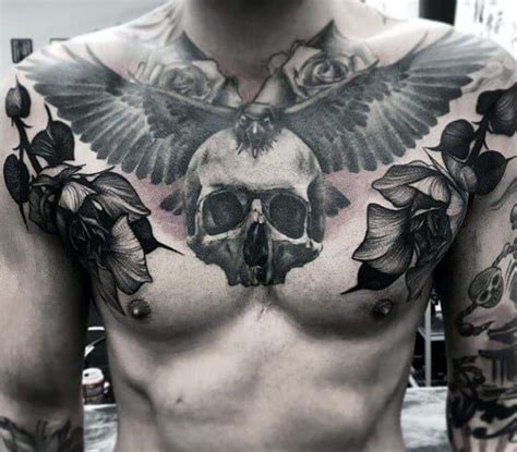 50 Skull Chest Tattoo Designs For Men Haunting Ink Ideas Chest