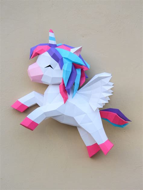 unicorn papercraft model template svg  epicgami