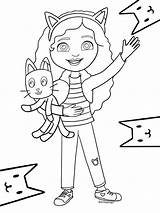 Gabby Dollhouse Coloring Gabbys Catrat Box Mercat Characters sketch template
