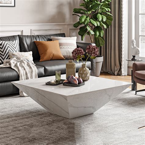 modern white marble coffee table  living room