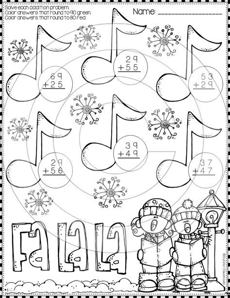 christmas  digit addition  regrouping color  code printables