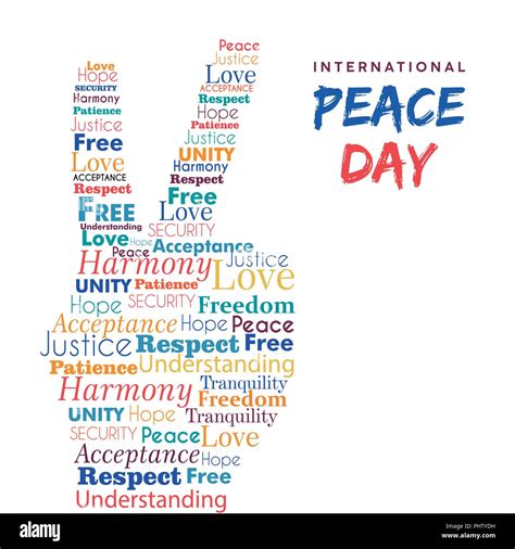world peace day illustration  international freedom  holiday celebration hand sign