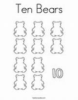 Coloring Ten Bears Count Hats Counting Number sketch template