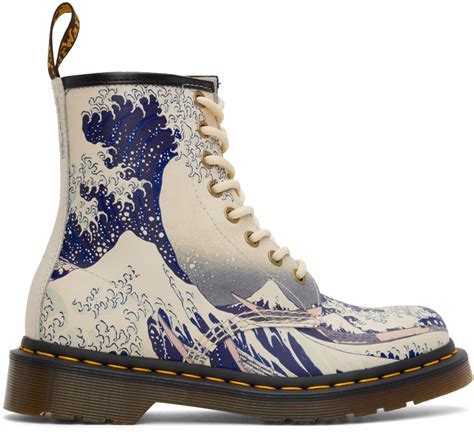 dr martens  white  met edition  great wave boots dr martens