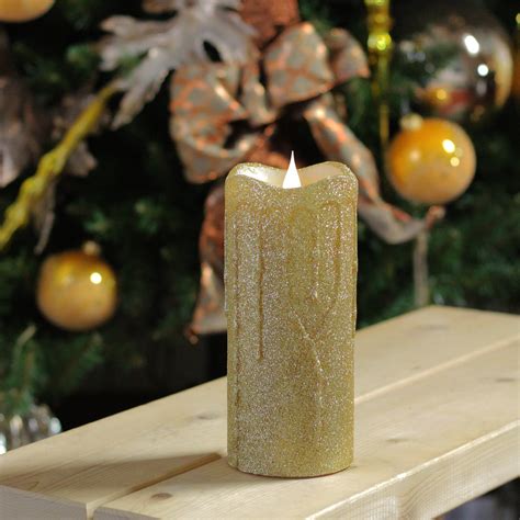 Melrose 7 Simplux Gold Glitter Flameless Led Christmas Candle Moving