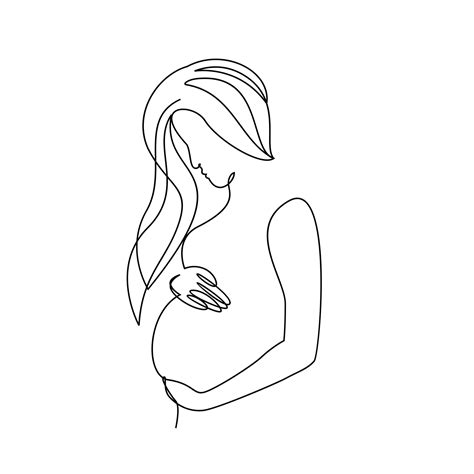 One Line Drawing Of Happy Pregnant Woman 9515951 Vector Art At Vecteezy
