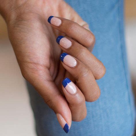 cobalt blue french tip blue french manicure blue french tips nails