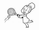 Tennis Coloring Playing Girl Racket Pages Coloringcrew Sports Getdrawings Book sketch template