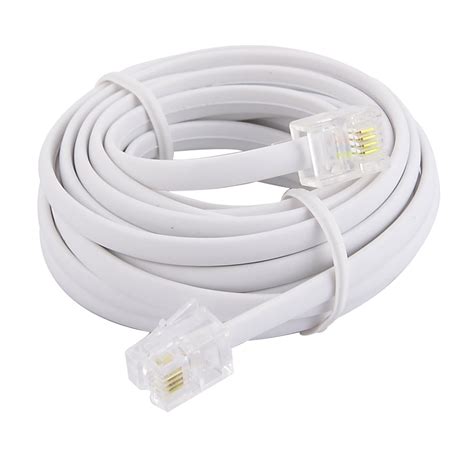 ft long telephone rj pc male  male adapter connector cable cord white walmartcom