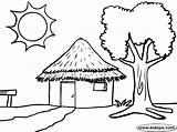 Hut Coloring Huts Coloring4free 2811 Sun sketch template
