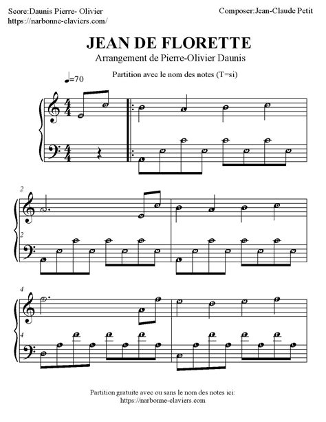 jean de florette partition piano partition gratuite  sheet