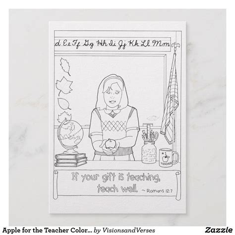 apple   teacher coloring book postcard zazzlecom coloring