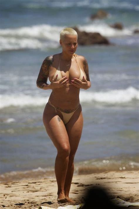 amber rose topless on the beach in cancun nsfw