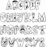 Scary Monsters Alphabet Halloween Letters Coloring Pages Letter Graffiti Lettering Monster Para Letras Abecedario Colorear Monstruos Alfabet Cool Draw Alfabeto sketch template