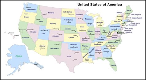 states  capitals   united states labeled map