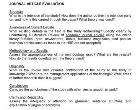 journal article evaluation structure    cheggcom
