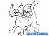 Smurf Smurfs Azrael Cat Baby Rides Bluebuddies Smurfette sketch template