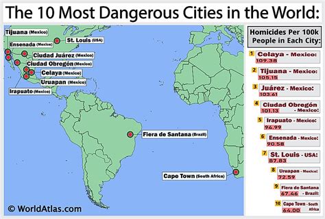 worldatlas       dangerous cities   world