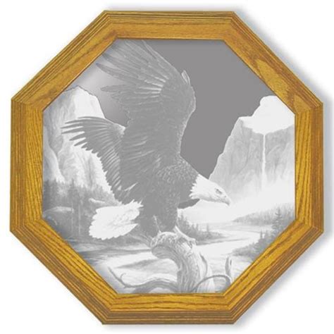 20 Octagon Freedom American Bald Eagle Etched Wall Mirror