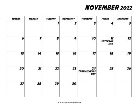 november  calendar  printable calendar templates november