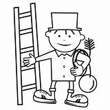 Coloring Chimney Sweep Book Ladder Vector sketch template