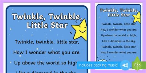 Twinkle Twinkle Little Star Nursery Rhyme Poster Rhyme