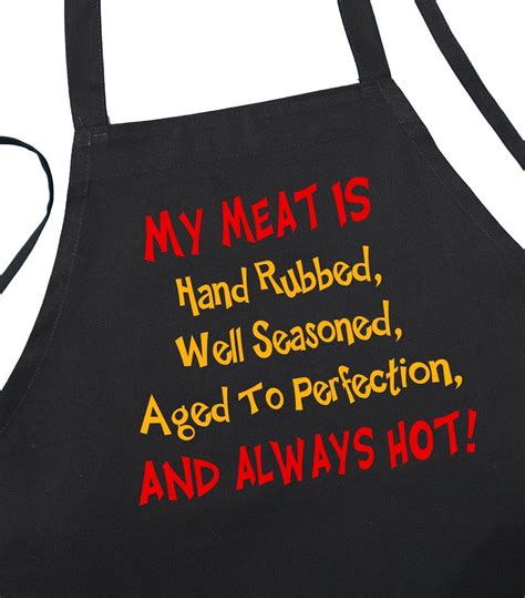 funny bbq aprons my meat is always hot black cooking