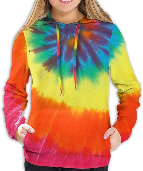 3d Printed Rainbow Spiral Tie Dye Custom Womens Hoodie Sweatshirt