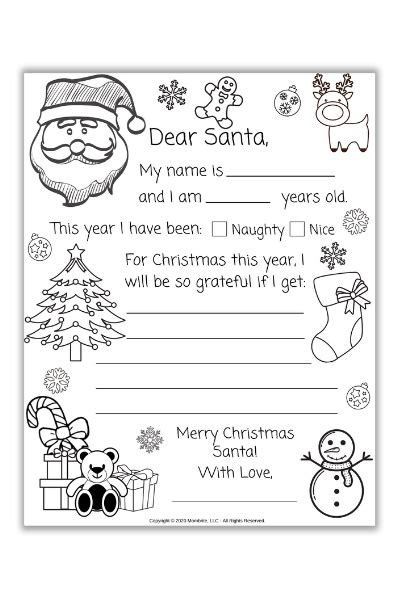 dear santa letter coloring page mombrite