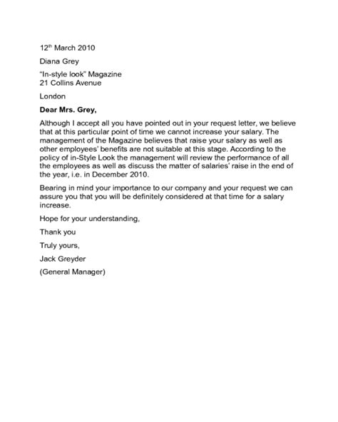 sample letter declining  request