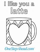 Coloring Latte Coffee Printable Pages Valentine Colouring Kids Teacher Choose Board Cup Adult Crafts sketch template