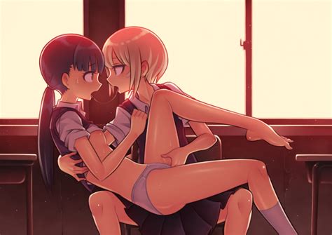 nishikasai munieru copyright request highres 2girls after kiss