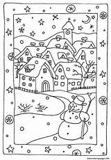 Coloring Winter Pages Snowy Printable Christmas Coloriage Hiver Color Print Church Sheets Kids Un Colouring Houses Choose Board Choisir Tableau sketch template