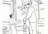 Polar Express Coloring Pages Conductor Coloring4free Boy sketch template