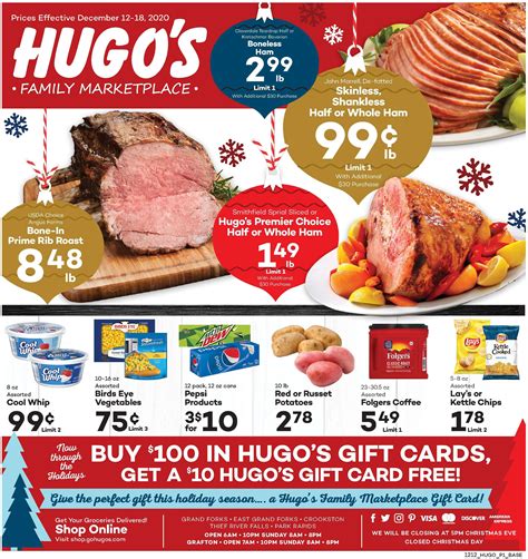 hugos family marketplace holiday weekly ad flyer december   december