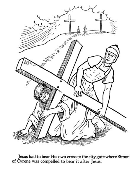 bible easter coloring pages bluebonkers  simon carries jesuss