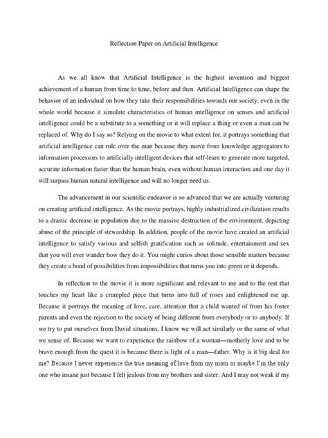 reflection paper  artificial intelligence  intelligence