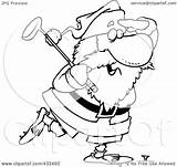 Coloring Santa Golfing Line Clipart Illustration Royalty Rf Toonaday Ron Leishman Regarding Notes Background sketch template