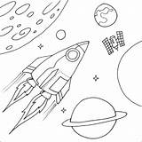Space Coloring Kids Planets Printable Solar System Rocket sketch template