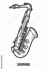 Saxophone Coloring Instruments Musical Drawing Vector Alto Book Children Illustration sketch template