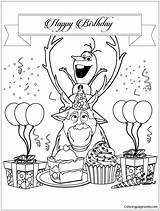 Frozen Happy Olaf Birthday Pages Sven Characters Coloring Printable Color sketch template