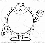 Sun Cartoon Waving Clipart Outlined Coloring Vector Cory Thoman Royalty sketch template