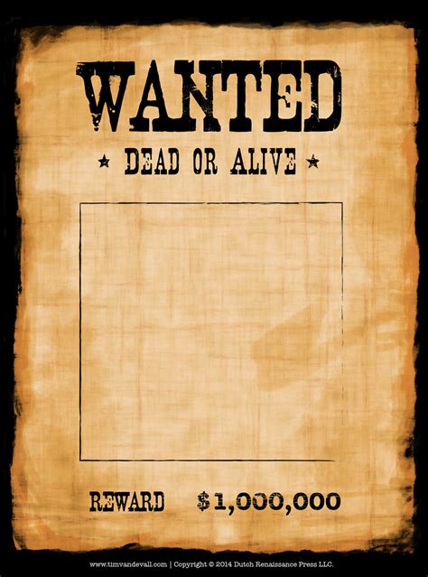 wanted poster template printable