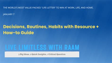 limitless decisions routines habits  resource   guide  limitless  raam