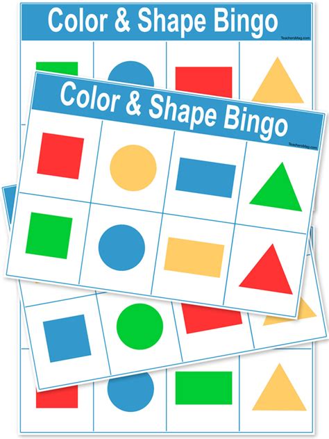 color  shape bingo  preschoolers teachersmagcom