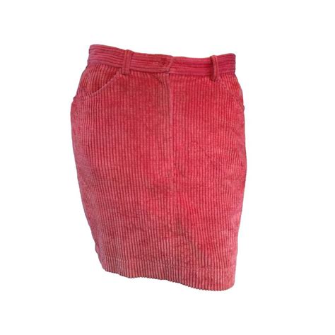 Vintage Kenzo Coral Pink Corduroy 1980s 80s Mini Skirt For Sale At