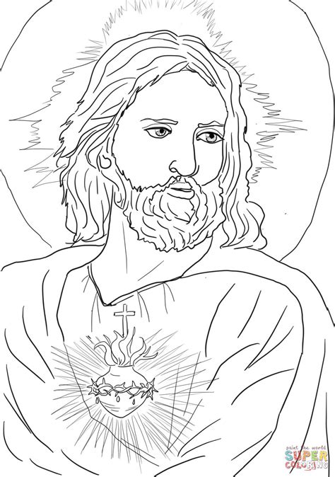 sacred heart  jesus coloring page  printable coloring pages