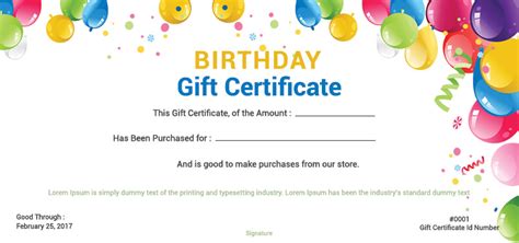 birthday gift certificate  template  psd room surfcom